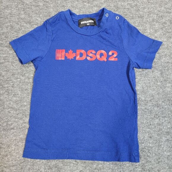 Dsquared2 Kids Shirt 18 Months Royal Blue Short Sleeve Logo Print On The Chest - Picture 1 of 9